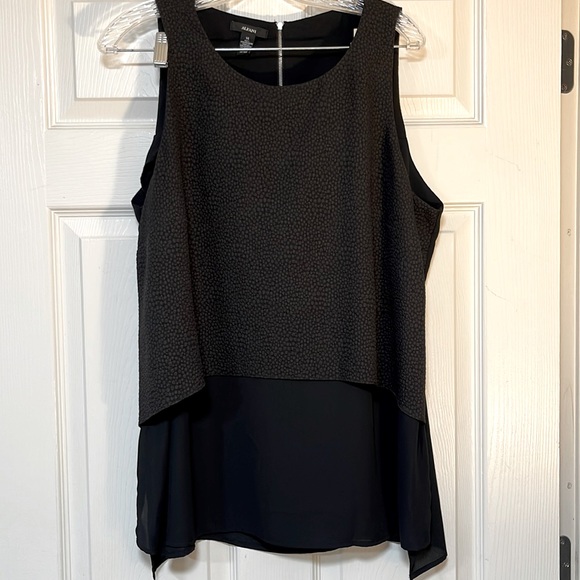 Alfani Plus Black Double Layered Tank Top Zipper Back Size 14 - Picture 2 of 6